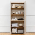 STOCKHOLM STORAGE CUPBOARD SLIM - NATURAL OAK - OVAL BRASS - Home & Garden > Storage > Clothing & Wardrobe Storage