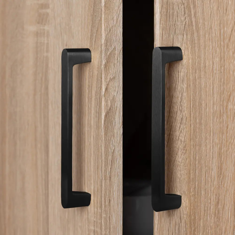 STOCKHOLM STORAGE CUPBOARD SLIM - NATURAL OAK - SCANDI BLACK - Home & Garden > Storage > Clothing & Wardrobe Storage