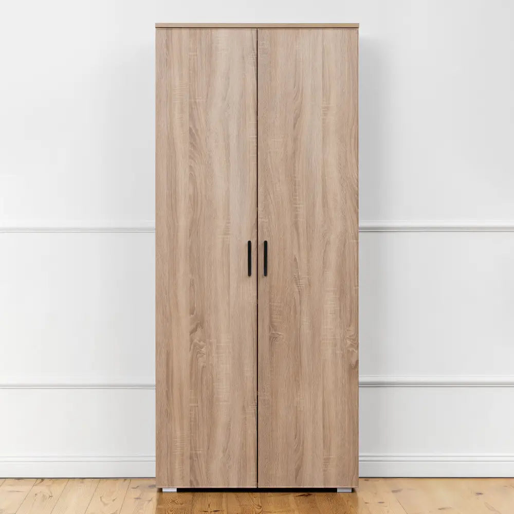 STOCKHOLM STORAGE CUPBOARD SLIM - NATURAL OAK - SCANDI BLACK - Home & Garden > Storage > Clothing & Wardrobe Storage
