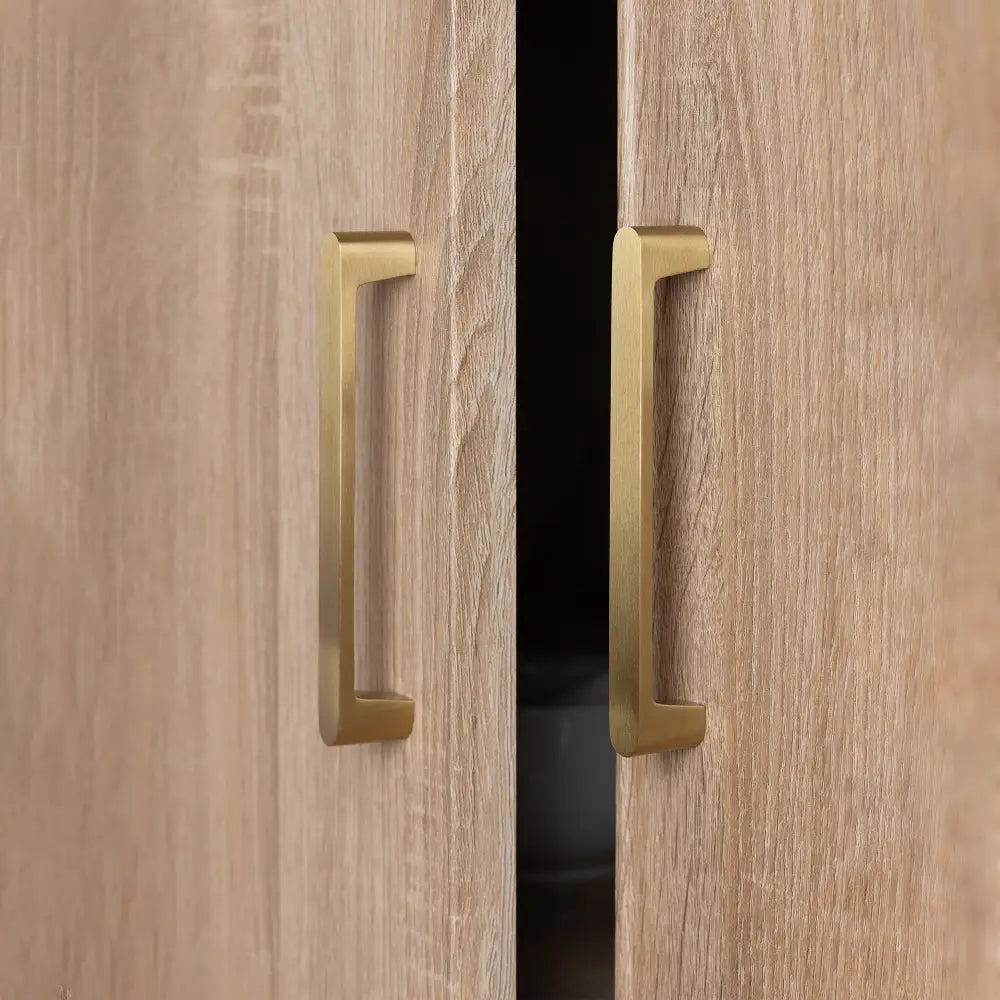 STOCKHOLM STORAGE CUPBOARD SLIM - NATURAL OAK - SCANDI BRASS - Home & Garden > Storage > Clothing & Wardrobe Storage