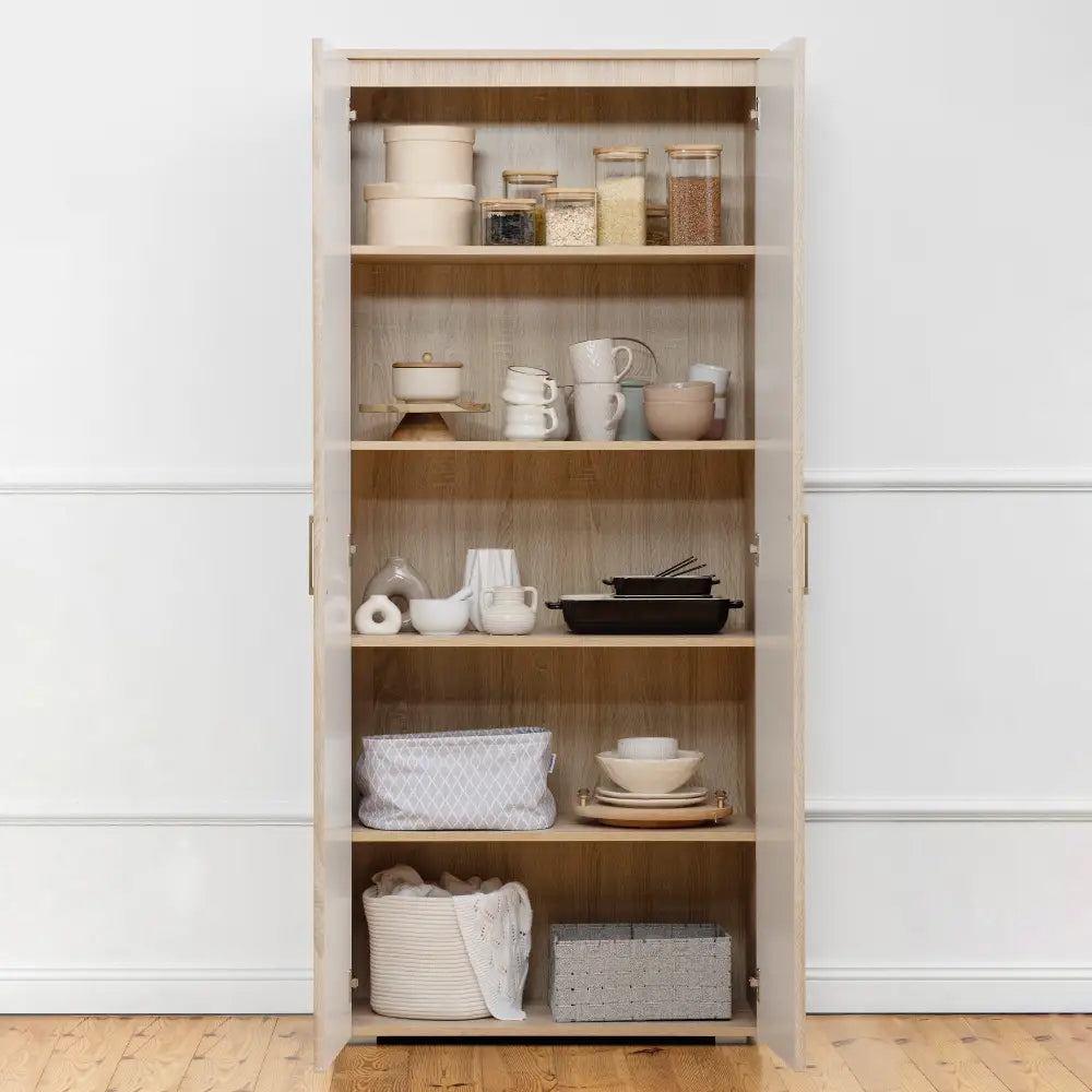 STOCKHOLM STORAGE CUPBOARD SLIM - NATURAL OAK - SCANDI BRASS - Home & Garden > Storage > Clothing & Wardrobe Storage