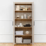 STOCKHOLM STORAGE CUPBOARD SLIM - NATURAL OAK - SQUARE BLACK - Home & Garden > Storage > Clothing & Wardrobe Storage