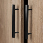 STOCKHOLM STORAGE CUPBOARD SLIM - NATURAL OAK - SQUARE BLACK - Home & Garden > Storage > Clothing & Wardrobe Storage