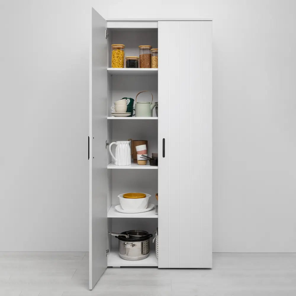 STOCKHOLM STORAGE CUPBOARD VJ PANEL - WHITE - SCANDI BLACK - Home & Garden > Storage > Clothing & Wardrobe Storage