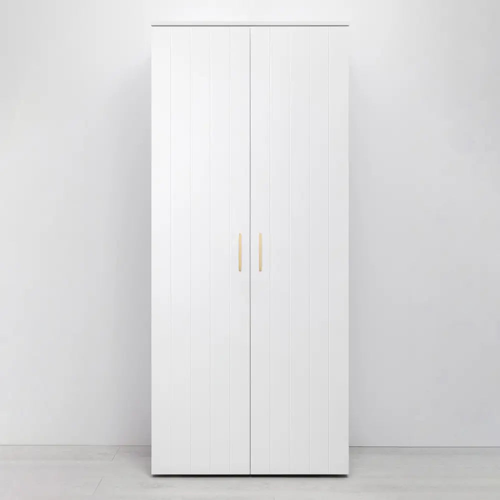 STOCKHOLM STORAGE CUPBOARD VJ PANEL - WHITE - SQUARE BRASS - Home & Garden > Storage > Clothing & Wardrobe Storage