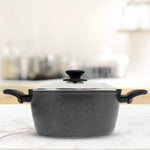 Stone Chef Forged Casserole With Lid Cookware Kitchen Black 24cm - Home & Garden > Kitchenware