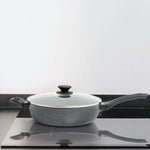 Stone Chef Forged Deep Frying Pan With Lid Cookware Kitchen Fry Pan Black 28cm - Home & Garden > Kitchenware