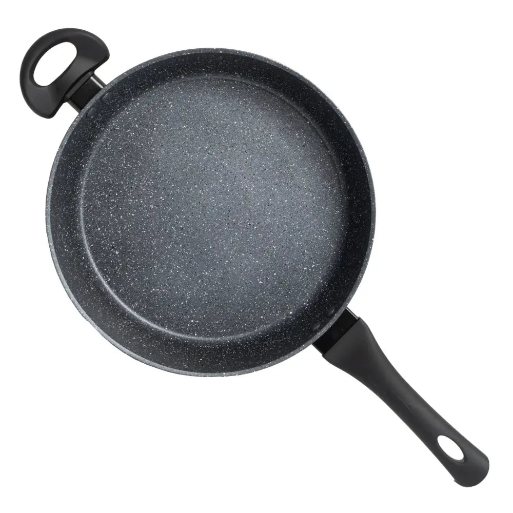 Stone Chef Forged Deep Frying Pan With Lid Cookware Kitchen Fry Pan Black 28cm - Home & Garden > Kitchenware