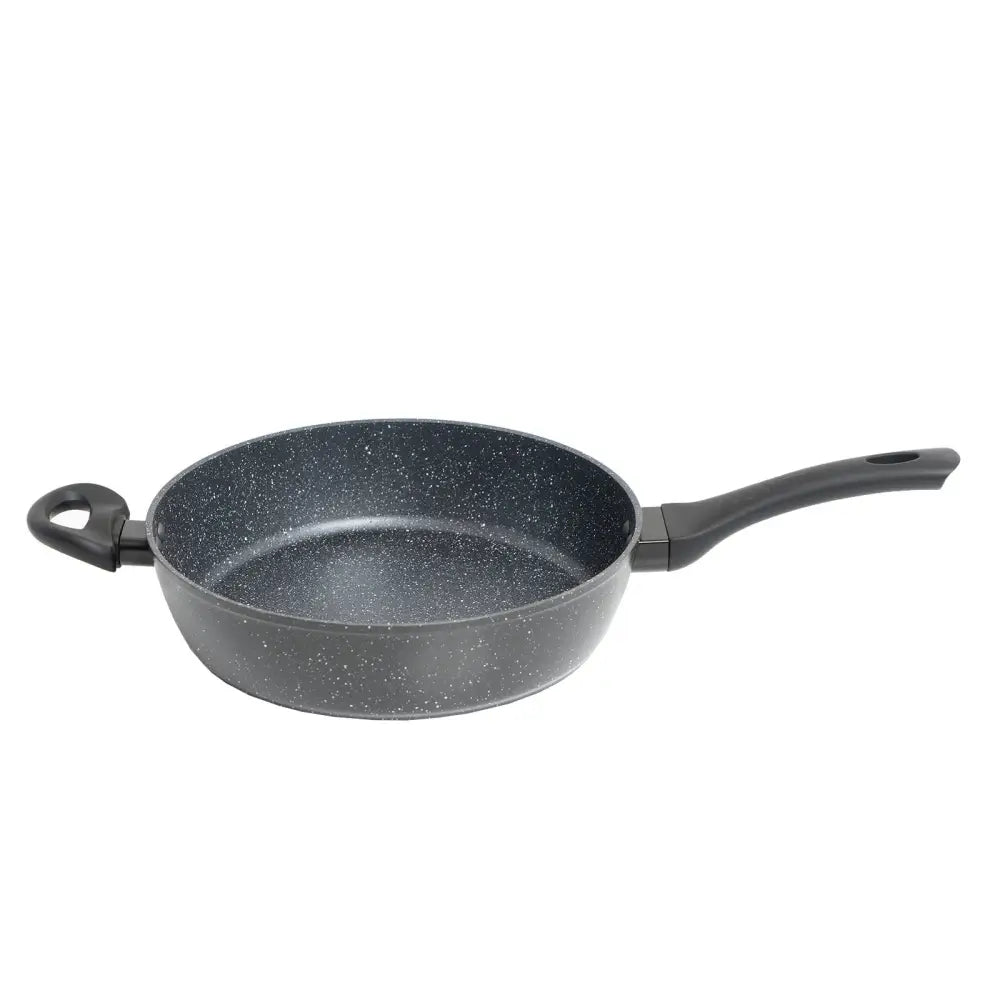 Stone Chef Forged Deep Frying Pan With Lid Cookware Kitchen Fry Pan Black 28cm - Home & Garden > Kitchenware