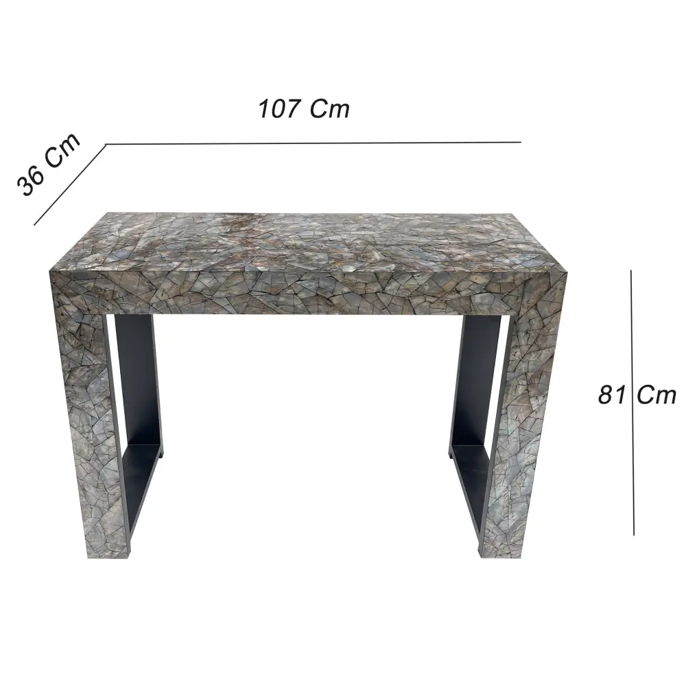 STONE HEDGE MOTHER OF PEARL HAND MADE CONSOLE TABLE - Furniture > Living Room > Side Tables