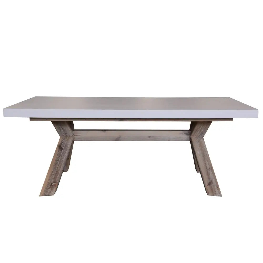 Stony 120cm Coffee Table with Concrete Top - White - Furniture > Living Room