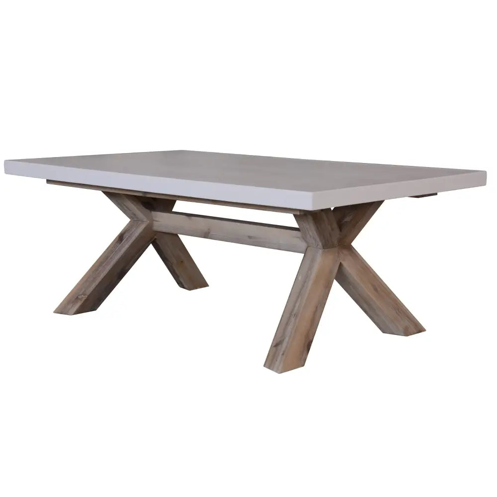 Stony 120cm Coffee Table with Concrete Top - White - Furniture > Living Room