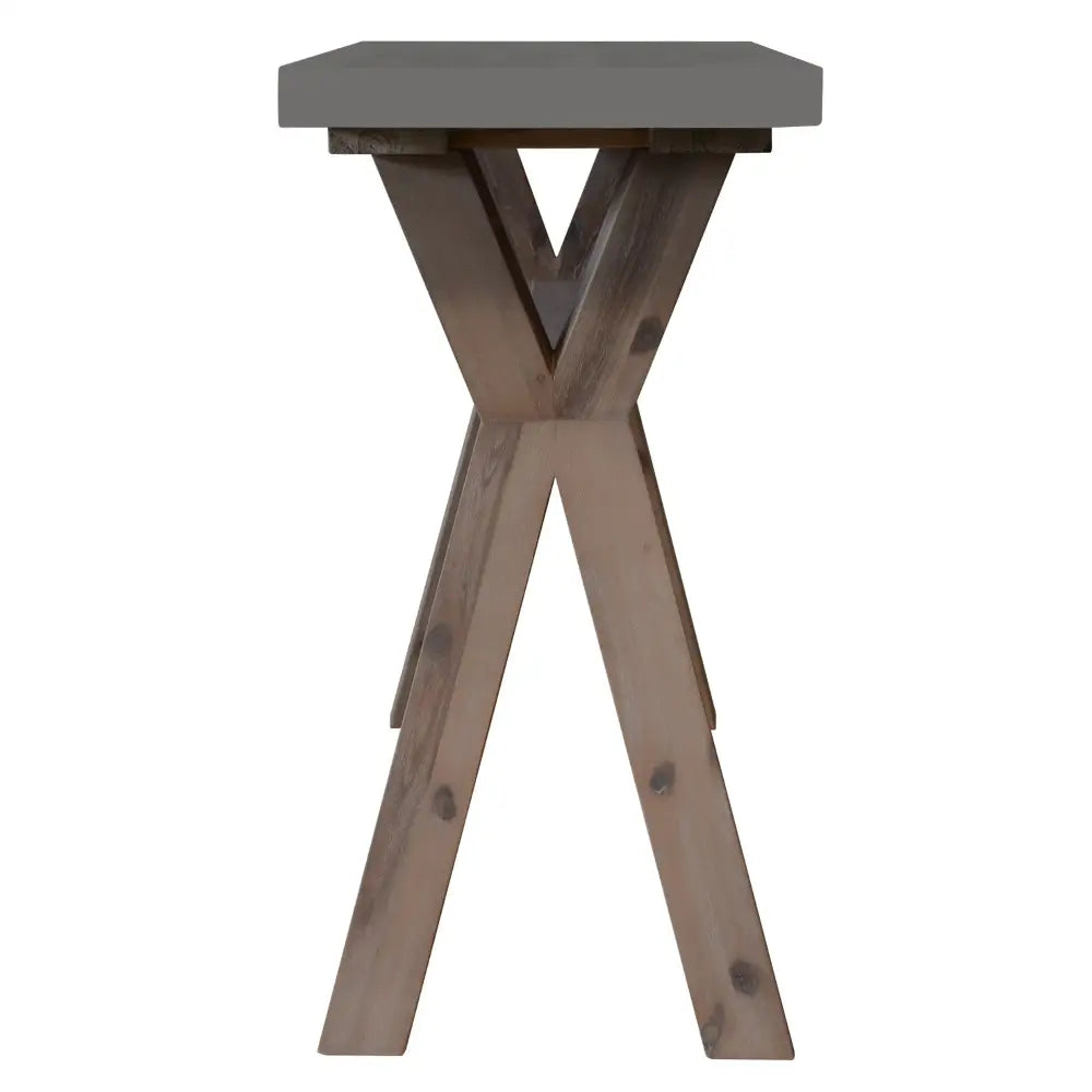 Stony 130cm Hall Entrance Console Table with Concrete Top - Grey - Furniture > Living Room