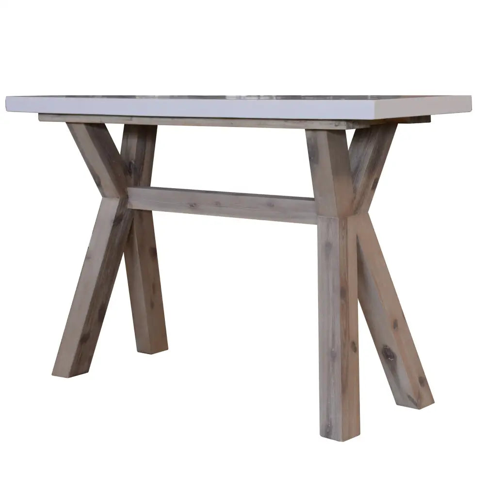 Stony 130cm Hall Entrance Console Table with Concrete Top - White - Furniture > Living Room
