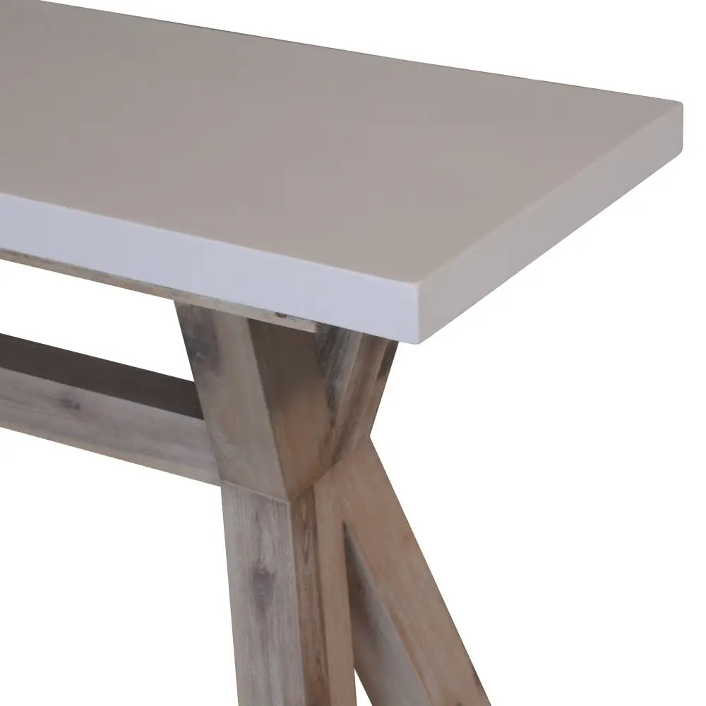 Stony 130cm Hall Entrance Console Table with Concrete Top - White - Furniture > Living Room