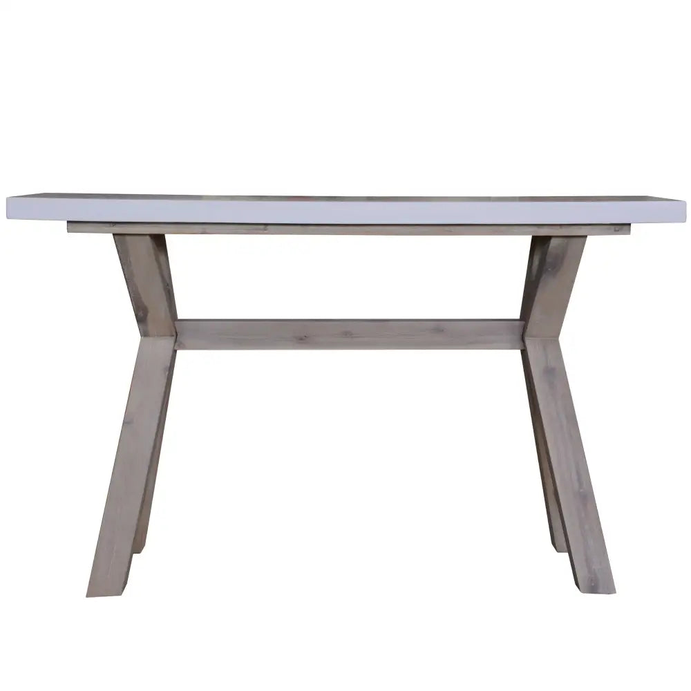 Stony 130cm Hall Entrance Console Table with Concrete Top - White - Furniture > Living Room