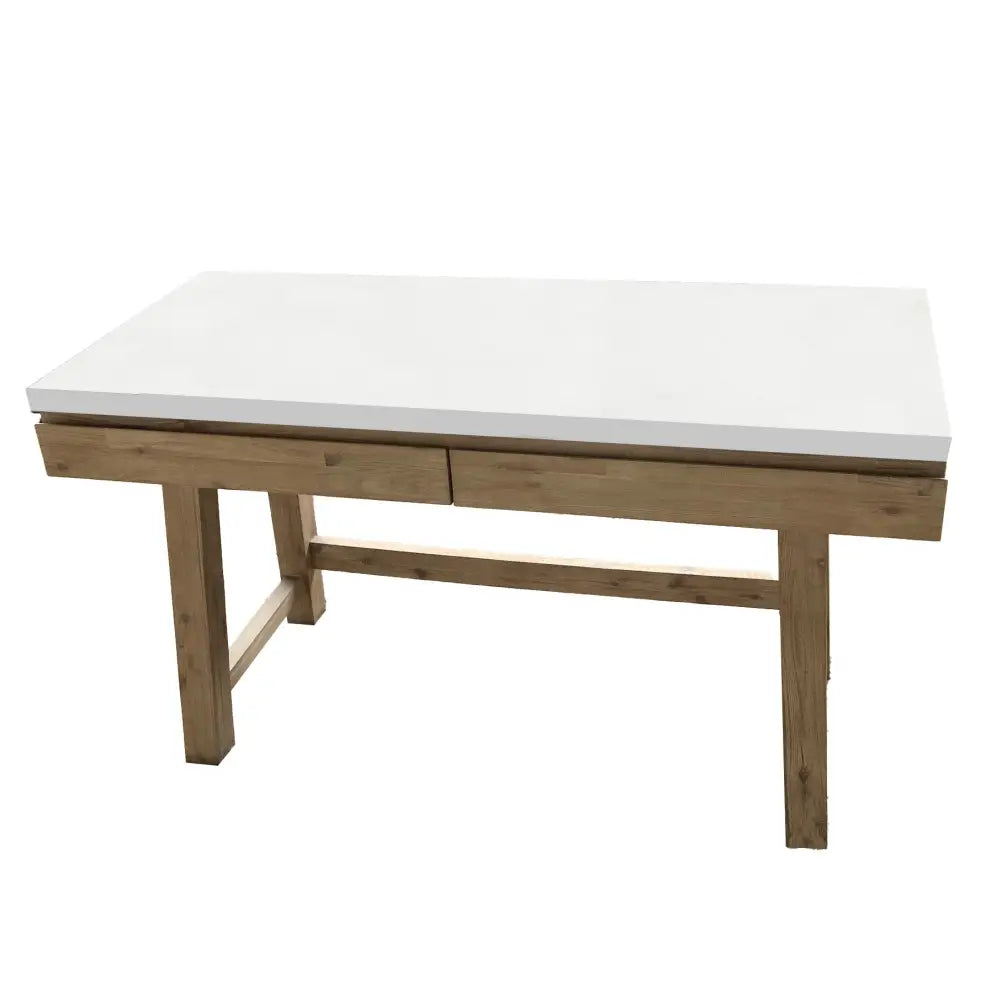 Stony 140cm Computer Writing Desk with Concrete Top - White - Furniture > Office