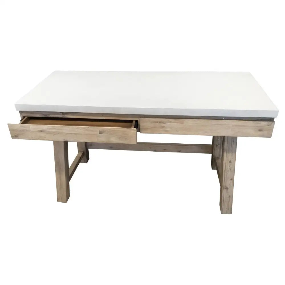 Stony 140cm Computer Writing Desk with Concrete Top - White - Furniture > Office