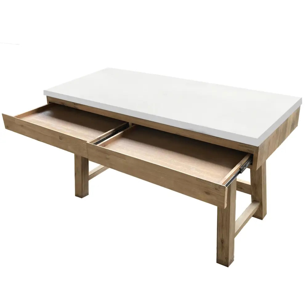 Stony 140cm Computer Writing Desk with Concrete Top - White - Furniture > Office