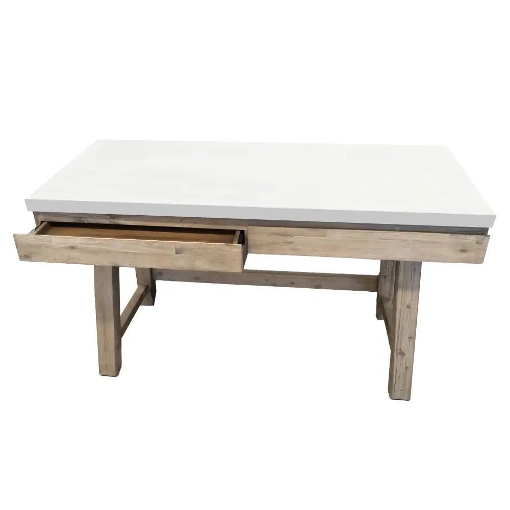 Stony 140cm Computer Writing Desk with Concrete Top - White - Furniture > Office
