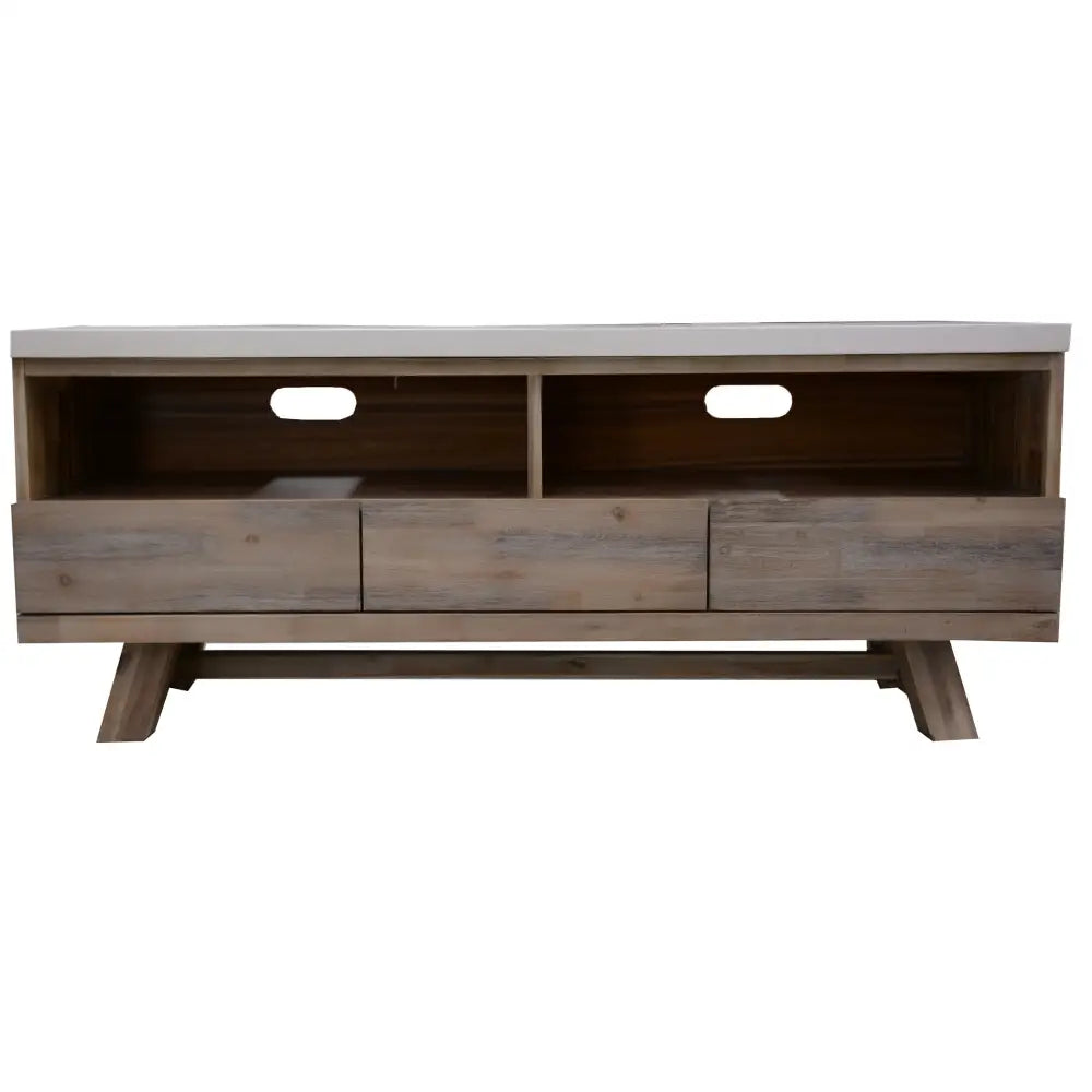 Stony 150cm ETU Entertainment TV Unit with Concrete Top - White - Furniture > Living Room