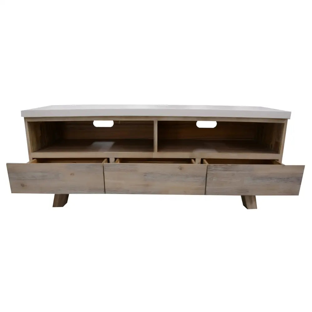 Stony 150cm ETU Entertainment TV Unit with Concrete Top - White - Furniture > Living Room
