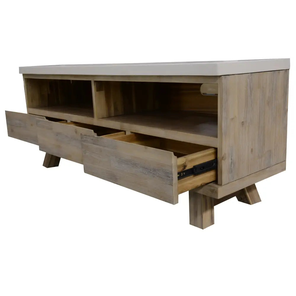 Stony 150cm ETU Entertainment TV Unit with Concrete Top - White - Furniture > Living Room