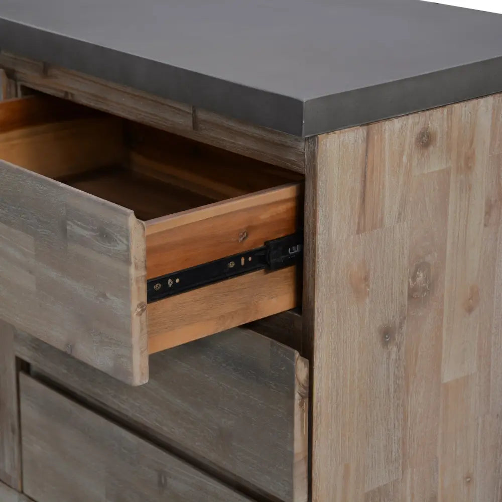 Stony 160cm Acacia Timber Buffet with Concrete Top - Grey - Furniture > Living Room