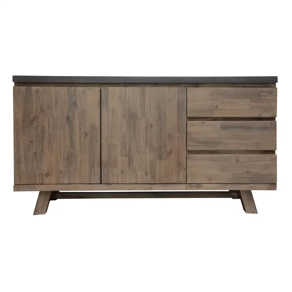 Stony 160cm Acacia Timber Buffet with Concrete Top - Grey - Furniture > Living Room