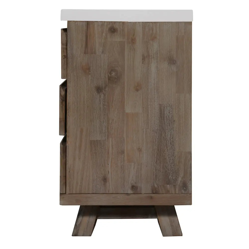Stony 160cm Acacia Timber Buffet with Concrete Top - White - Furniture > Living Room
