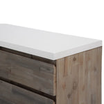 Stony 160cm Acacia Timber Buffet with Concrete Top - White - Furniture > Living Room