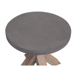 Stony 50cm Round Lamp Table with Concrete Top - Grey - Furniture > Living Room