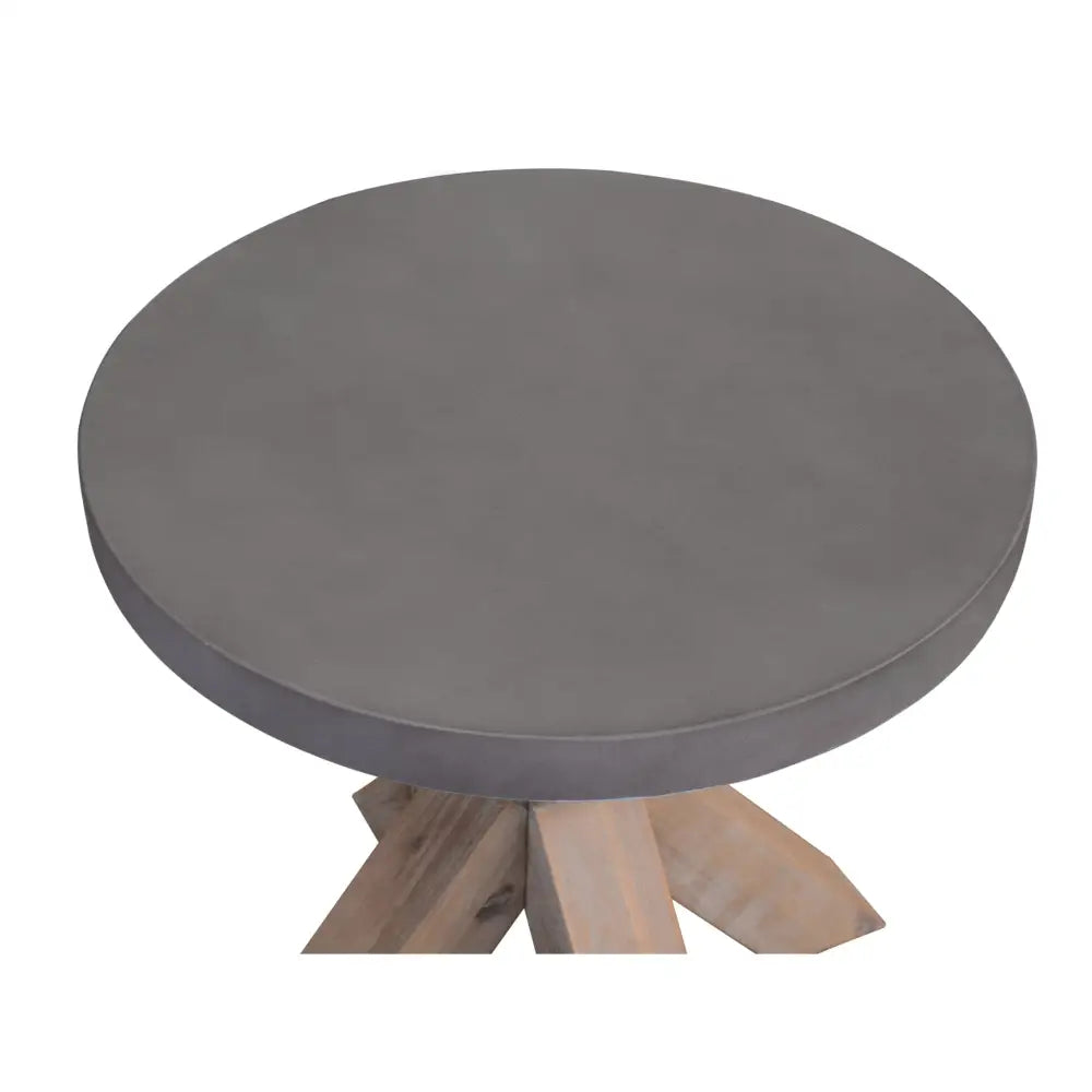 Stony 50cm Round Lamp Table with Concrete Top - Grey - Furniture > Living Room