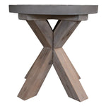 Stony 50cm Round Lamp Table with Concrete Top - Grey - Furniture > Living Room