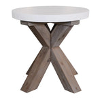Stony 50cm Round Lamp Table with Concrete Top - White - Furniture > Living Room