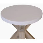 Stony 50cm Round Lamp Table with Concrete Top - White - Furniture > Living Room