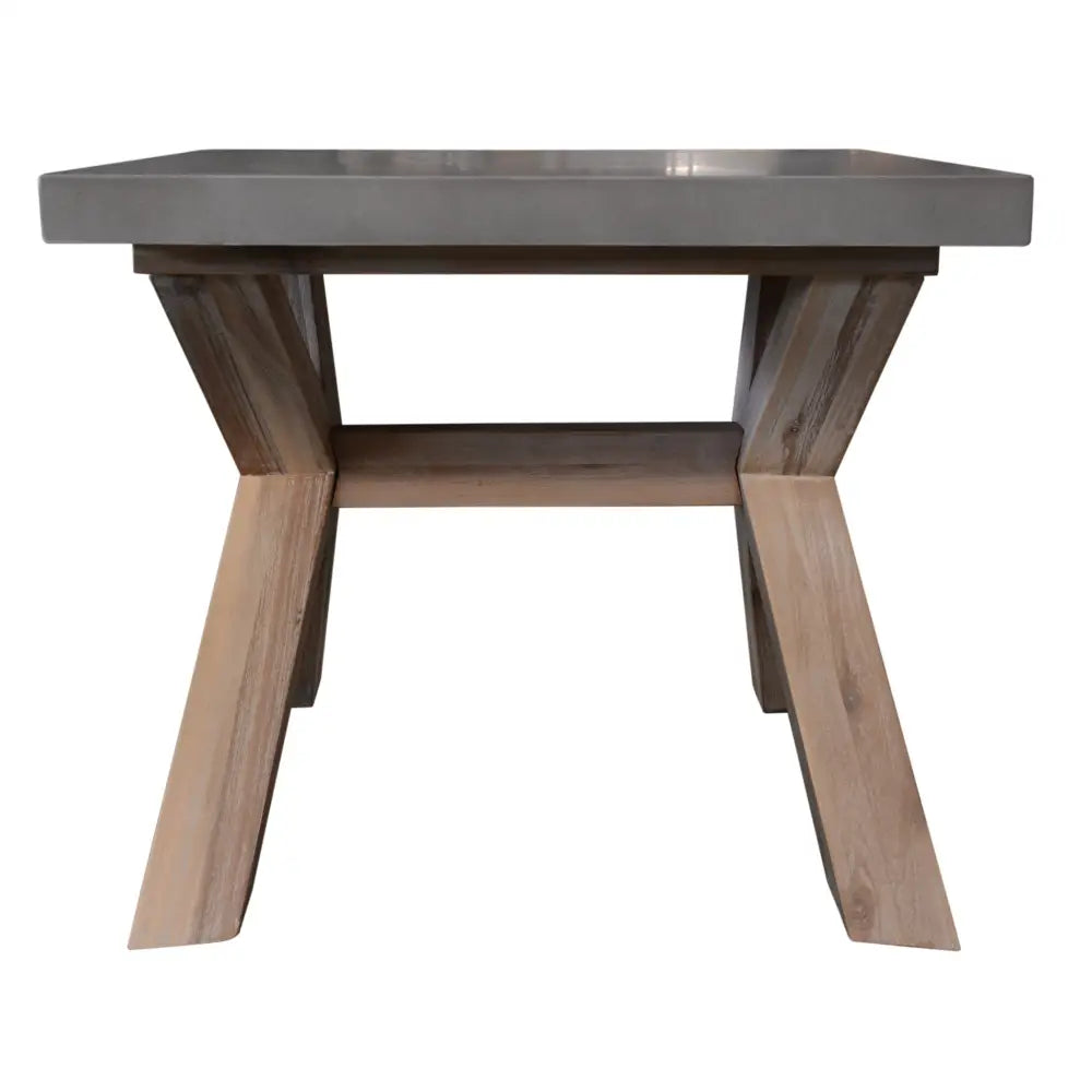 Stony 60cm Square Lamp Table with Concrete Top - Grey - Furniture > Living Room