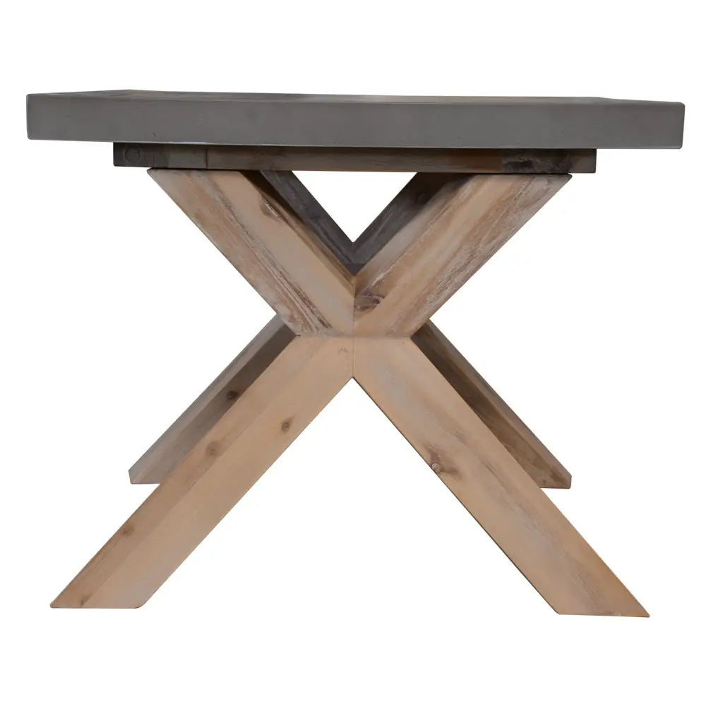 Stony 60cm Square Lamp Table with Concrete Top - Grey - Furniture > Living Room