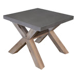 Stony 60cm Square Lamp Table with Concrete Top - Grey - Furniture > Living Room