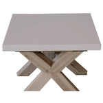 Stony 60cm Square Lamp Table with Concrete Top - White - Furniture > Living Room