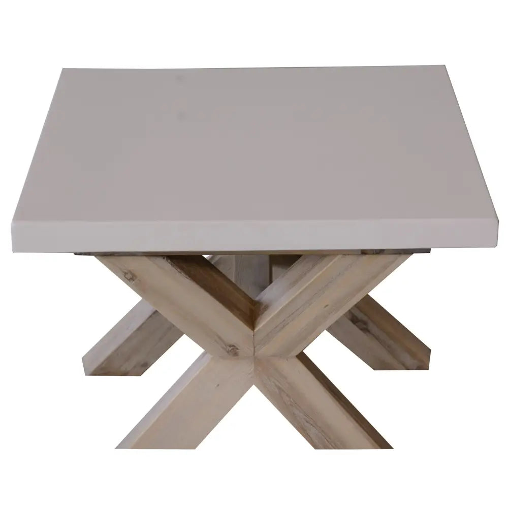 Stony 60cm Square Lamp Table with Concrete Top - White - Furniture > Living Room