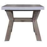 Stony 60cm Square Lamp Table with Concrete Top - White - Furniture > Living Room