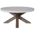 Stony 85cm Round Coffee Table with Concrete Top - White - Furniture > Living Room