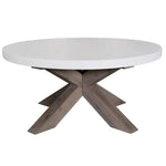 Stony 85cm Round Coffee Table with Concrete Top - White - Furniture > Living Room