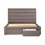 Storage Bed Frame King Size Upholstery Fabric in Light Grey with Base Drawers - Furniture > Bedroom