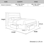 Storage Bed Frame King Size Upholstery Fabric in Light Grey with Base Drawers - Furniture > Bedroom