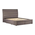 Storage Bed Frame Queen Size Upholstery Fabric in Light Grey with Base Drawers - Furniture > Bedroom > Beds & Bed Frames