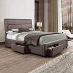 Storage Bed Frame Queen Size Upholstery Fabric in Light Grey with Base Drawers - Furniture > Bedroom > Beds & Bed Frames
