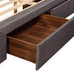Storage Bed Frame Queen Size Upholstery Fabric in Light Grey with Base Drawers - Furniture > Bedroom > Beds & Bed Frames
