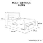 Storage Bed Frame Queen Size Upholstery Fabric in Light Grey with Base Drawers - Furniture > Bedroom > Beds & Bed Frames